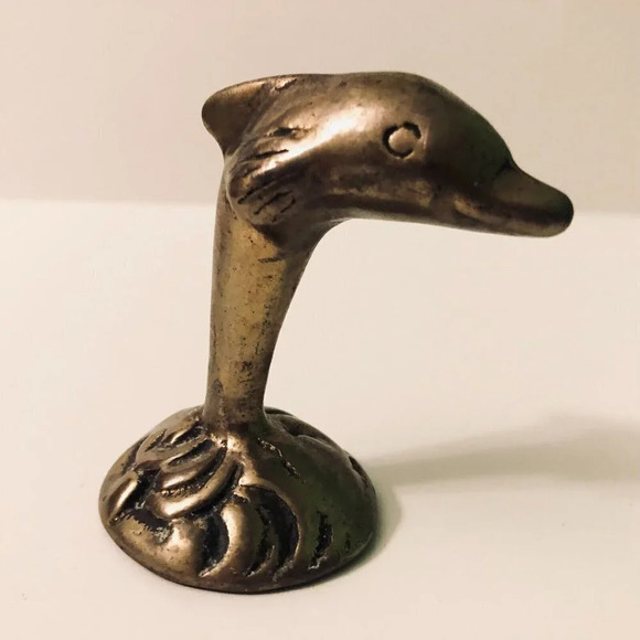 Vintage Small Brass Dolphin Figurine 2.75 Inch Tall - Picture 9 of 10